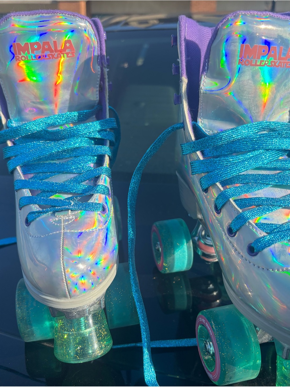 Impala Holographic Roller Skates for Women — Purple & Teal Size 6